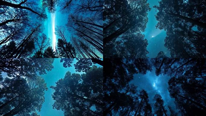 树林中透过树木看星空