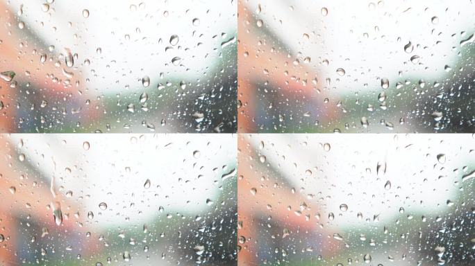 侧视车窗上的雨滴