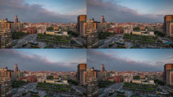 台湾，台北- 2023年5月:台北市中心的延时街景镜头。商业区和住宅区。