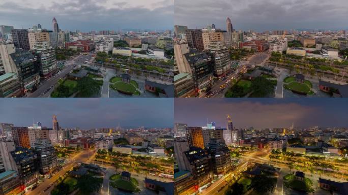 台湾，台北- 2023年5月:台北市中心的延时街景镜头。商业区和住宅区。