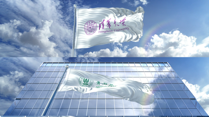 【E3D】宽屏公司高校旗帜飘动