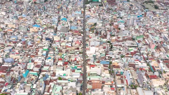 越南河内- 2023年5月:河内郊区鸟瞰图。从上面看住宅楼。