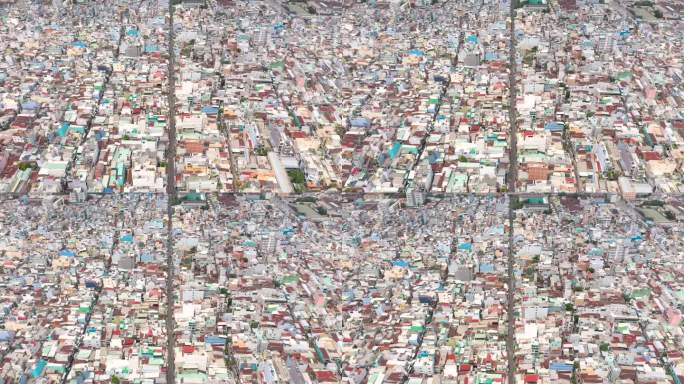越南河内- 2023年5月:河内郊区鸟瞰图。从上面看住宅楼。