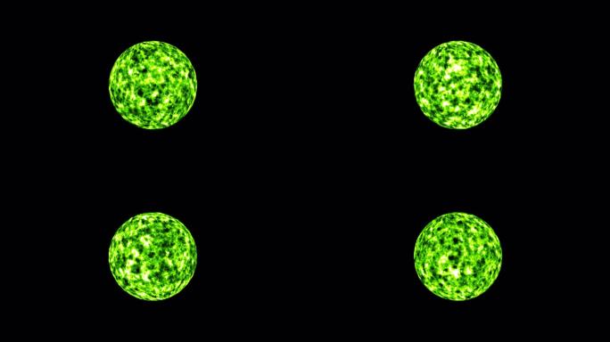 摘要环辉光绿色等离子体能量行星星球旋转在黑色背景。隔离alpha通道使用快速时间进程444