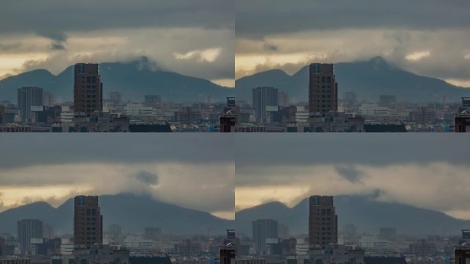 台湾，台北- 2023年5月:台北市中心的延时街景镜头。商业区和住宅区。