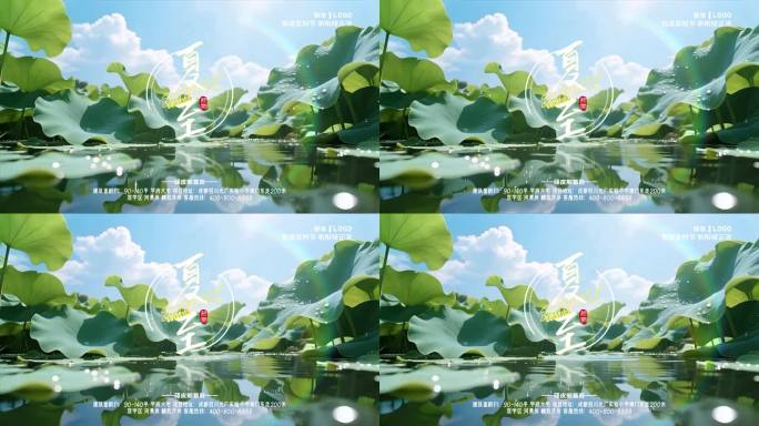 清凉夏日夏至立夏荷花艺术字片头标题文字