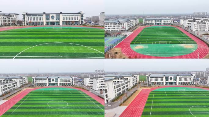 校园空镜 操场 跑道 足球场 学校运动场