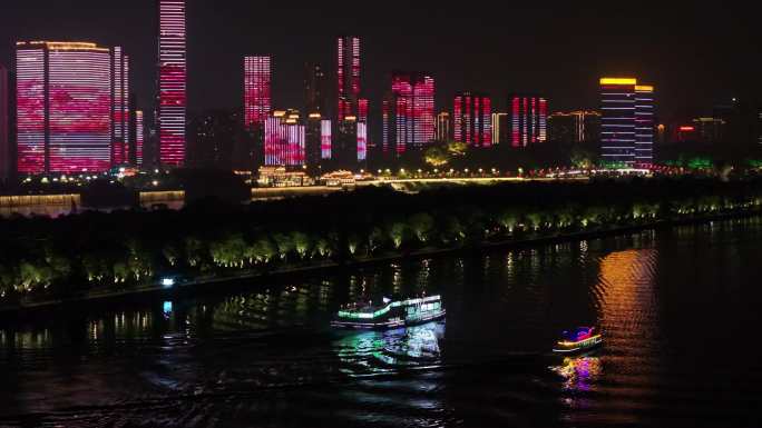 长沙橘子洲湘江游轮白天夜景