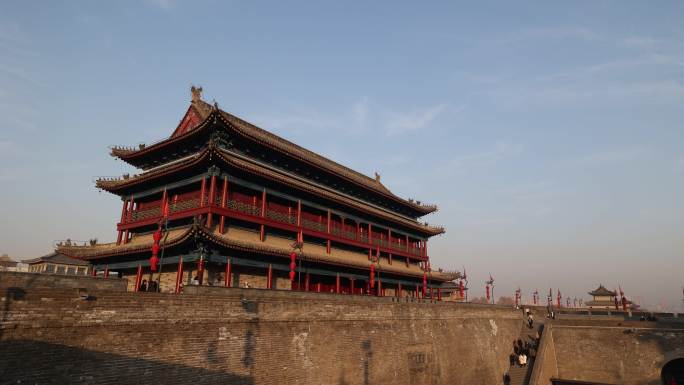 西安城墙地标建筑延时