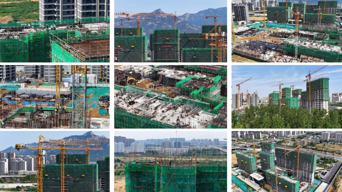 航拍建筑工地施工现场