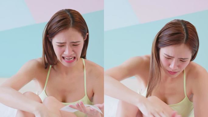 女孩用蜡条