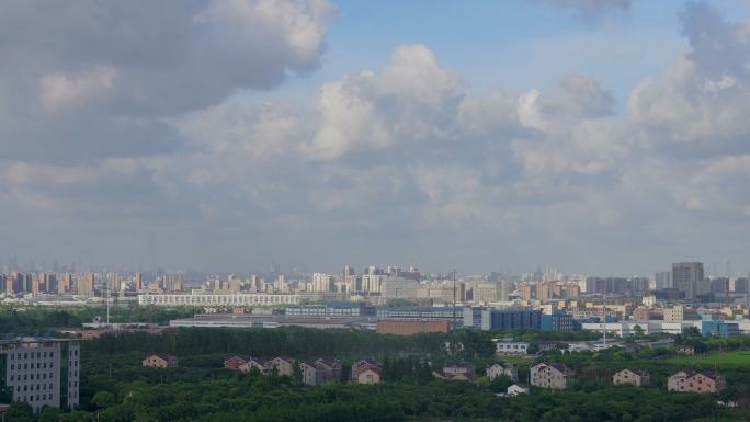 城市远景与绿地景观延时