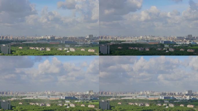 城市远景与绿地景观延时
