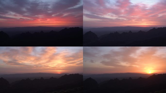 山峦剪影 百里丹霞日出 山顶日出