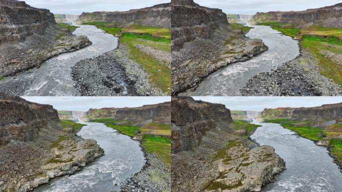 冰岛峡谷与山河巨大的地质现象夏季高原土壤侵蚀欧洲热门旅游目的地鸟瞰景观史诗航拍4k