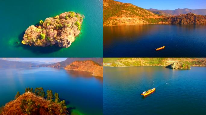 【4K】泸沽湖尼塞村码头和鸟岛 女神山