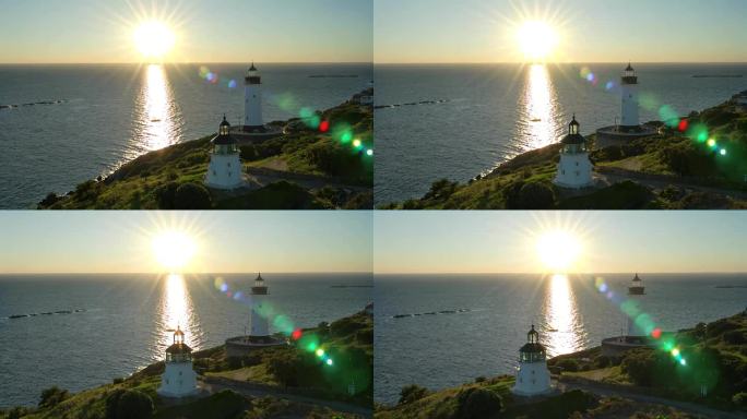 海边灯塔日出景观