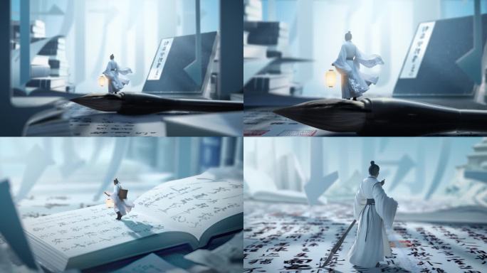 中国文化水墨风片头寻觅文字世界