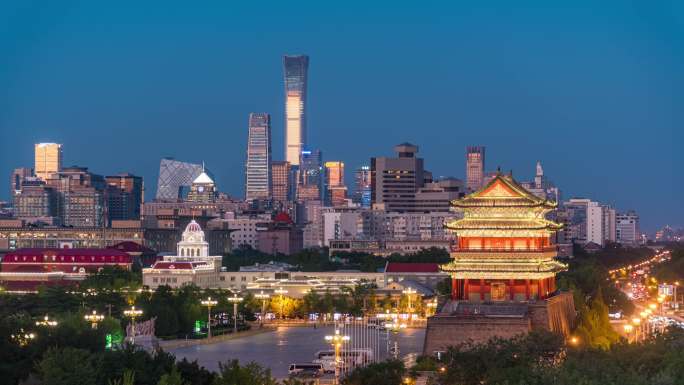北京旅游景点地标建筑亮灯延时