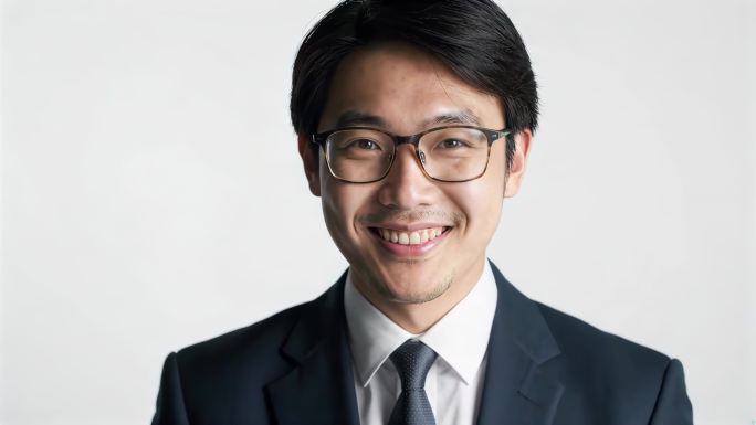 自信的亚洲商务男士微笑特写职场精英人士