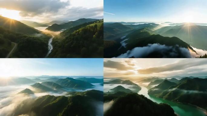 4K清晨壮阔的大山