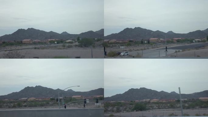 在亚利桑那州的高速公路上驾驶，在亚利桑那州的山地景观慢动作120fps