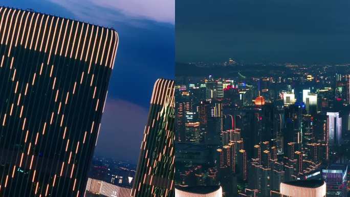 杭州钱江世纪城建筑地标夜景