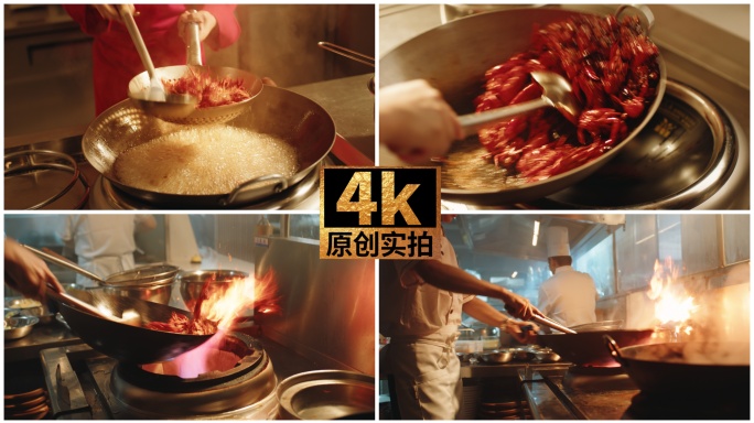 厨师烹饪美爆炒小龙虾 宵夜小龙虾