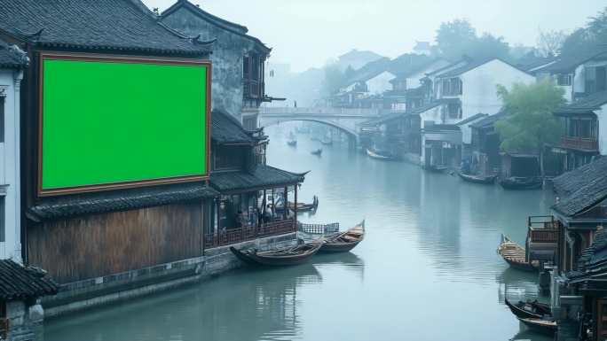 乡村振兴户外绿幕广告牌场景展示