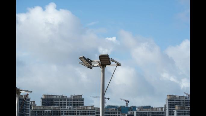城市建设与蓝天白云云朵延时