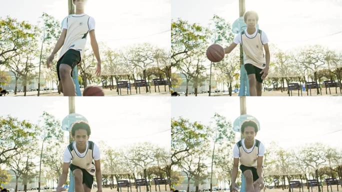 青少年运球的动作肖像