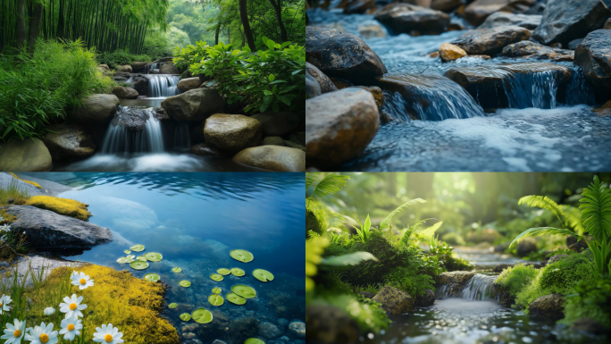 唯美治愈森林小溪流水河流风景合集