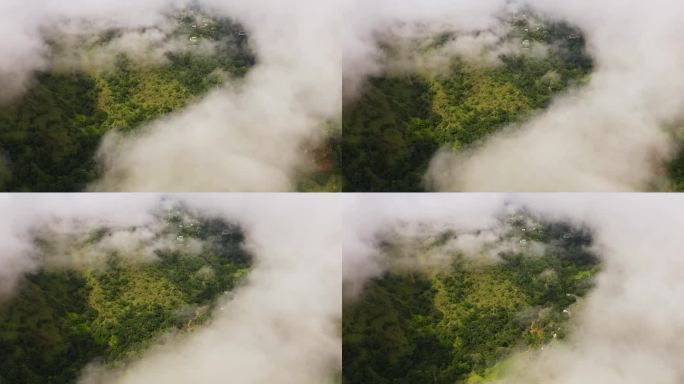 透过云层俯瞰山谷。斯里兰卡。