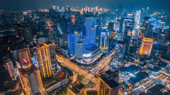 红旗河沟车水马龙交通夜景