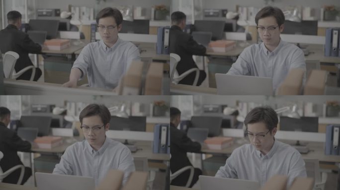 自信的商务人士在办公室工作 打电脑 入职