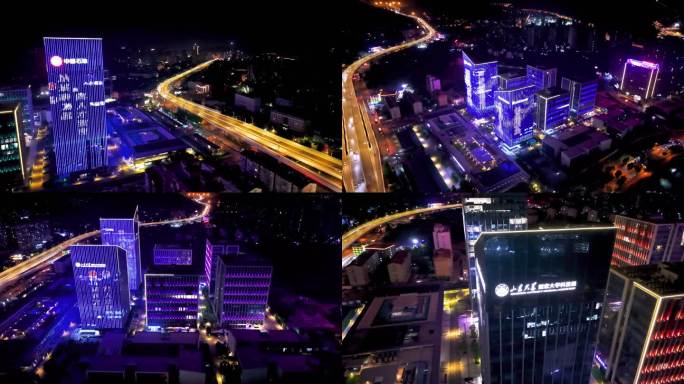 山东大学国家大学科技园4k夜景航拍