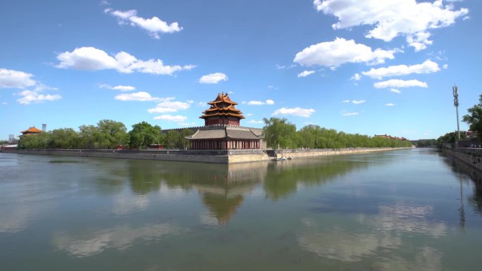 北京紫禁城护城河和角楼
