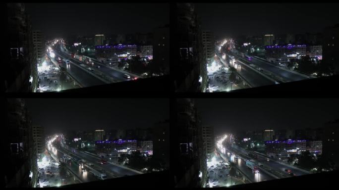 午夜高速公路的近景