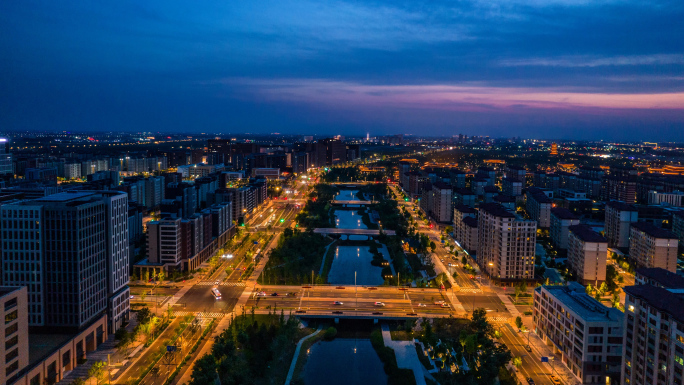 雄安夜景航拍延时
