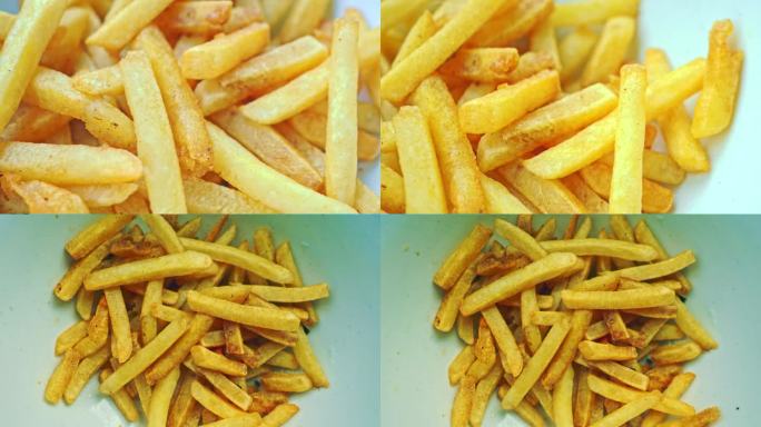 诱人的金黄炸薯条4K视频