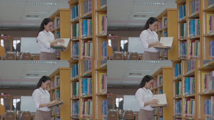 女性的手在翻书。成人学生读书
