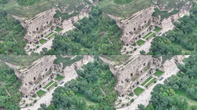 云冈石窟佛像群像航拍