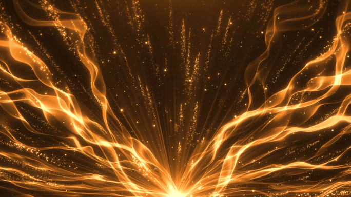 唯美金色丝带流光粒子