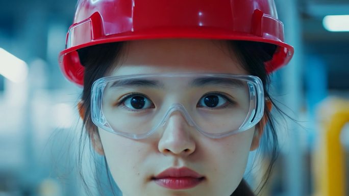 带着安全帽的工厂工人