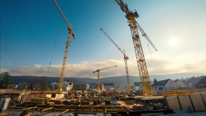 一个大型建筑工地的延时录像