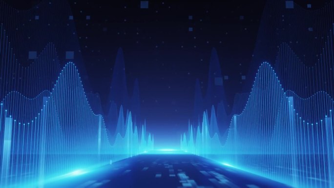 蓝色霓虹灯发光声波动画背景