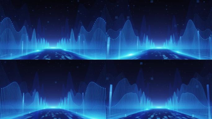 蓝色霓虹灯发光声波动画背景