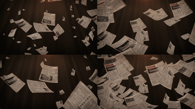 飞舞的旧报纸落下穿梭镜头