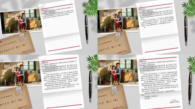 【无插件】手写信件信纸书信感谢信AE模板