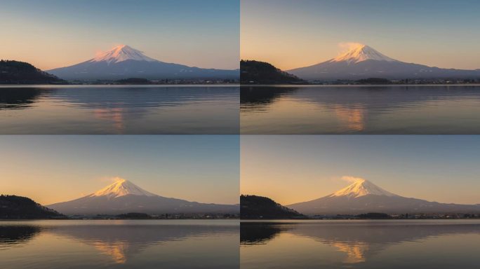 日出时富士山的延时渐变阳光